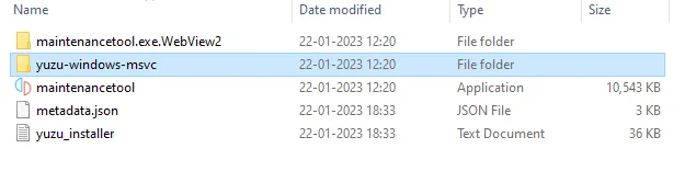 Open the "yuzu-windows-msvc" Folder