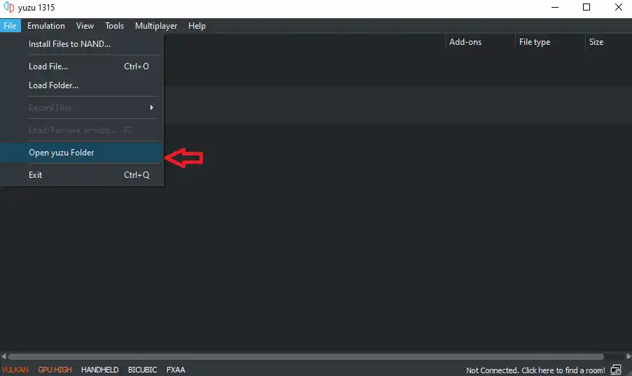 Tap Open Yuzu Folder.