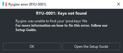 Ryujinx Prod Keys RYU-001 Keys Not Found